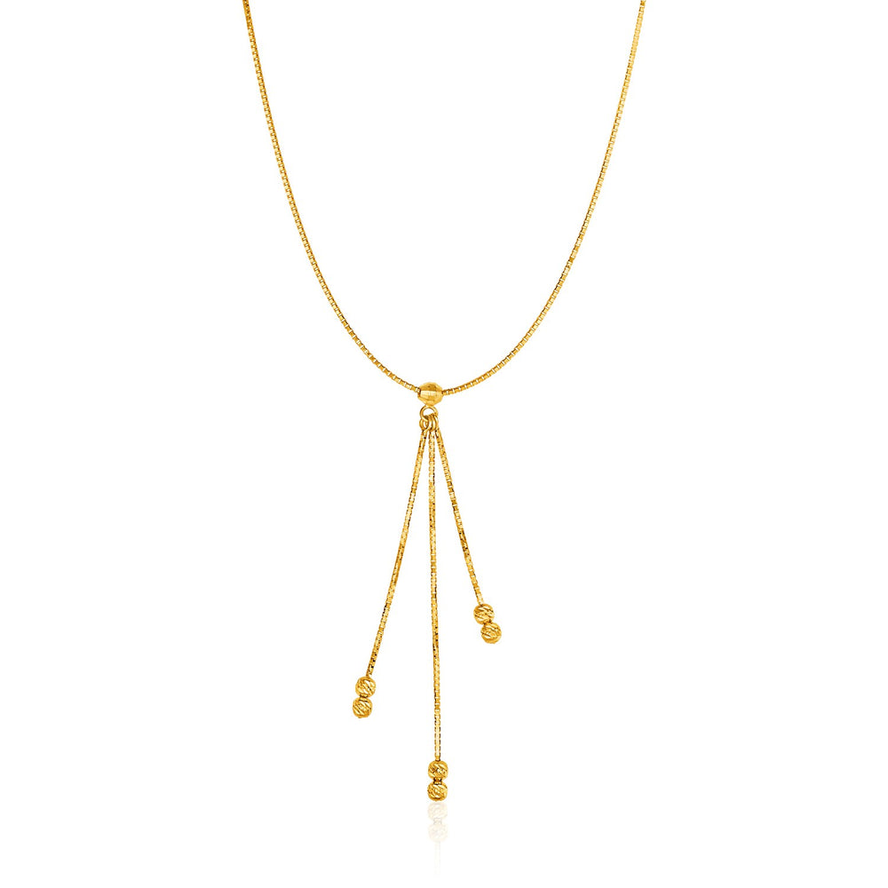 14k Yellow Gold Necklace with Chain and Textured Ball Dangle