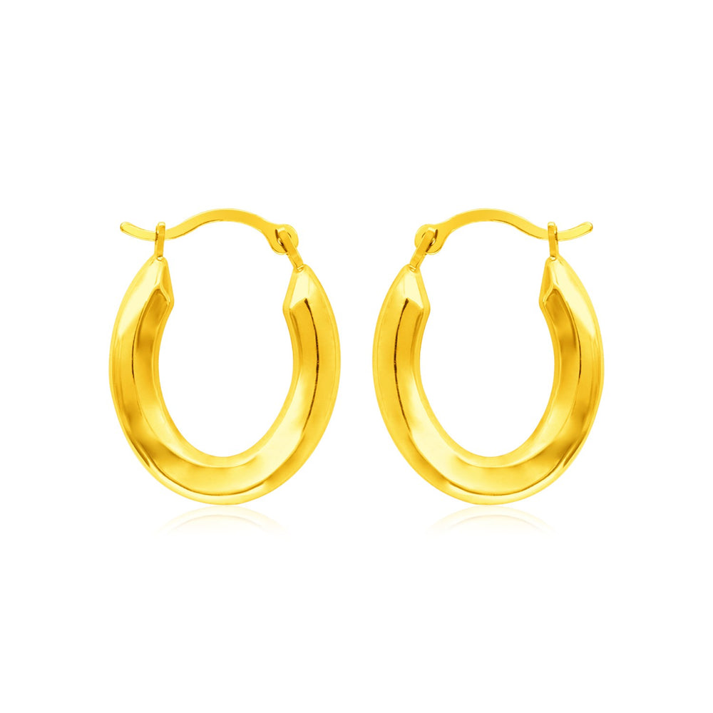 14k Yellow Gold Polished Oval Hoop Earrings