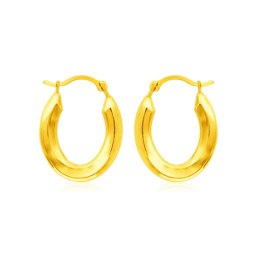 14k Yellow Gold Polished Oval Hoop Earrings