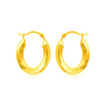 14k Yellow Gold Polished Oval Hoop Earrings