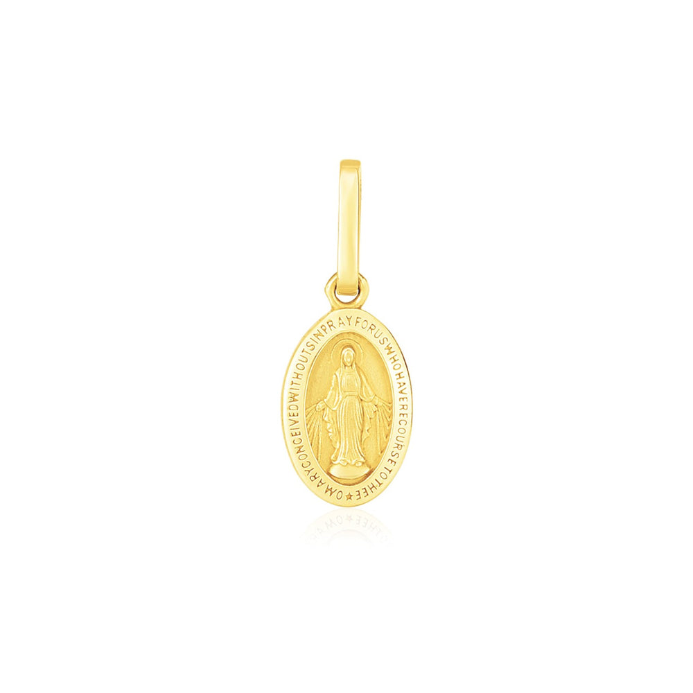 14k Yellow Gold Oval Religious Medal Pendant