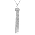 Necklace with Half Round and Multi Chain Pendant in Sterling Silver