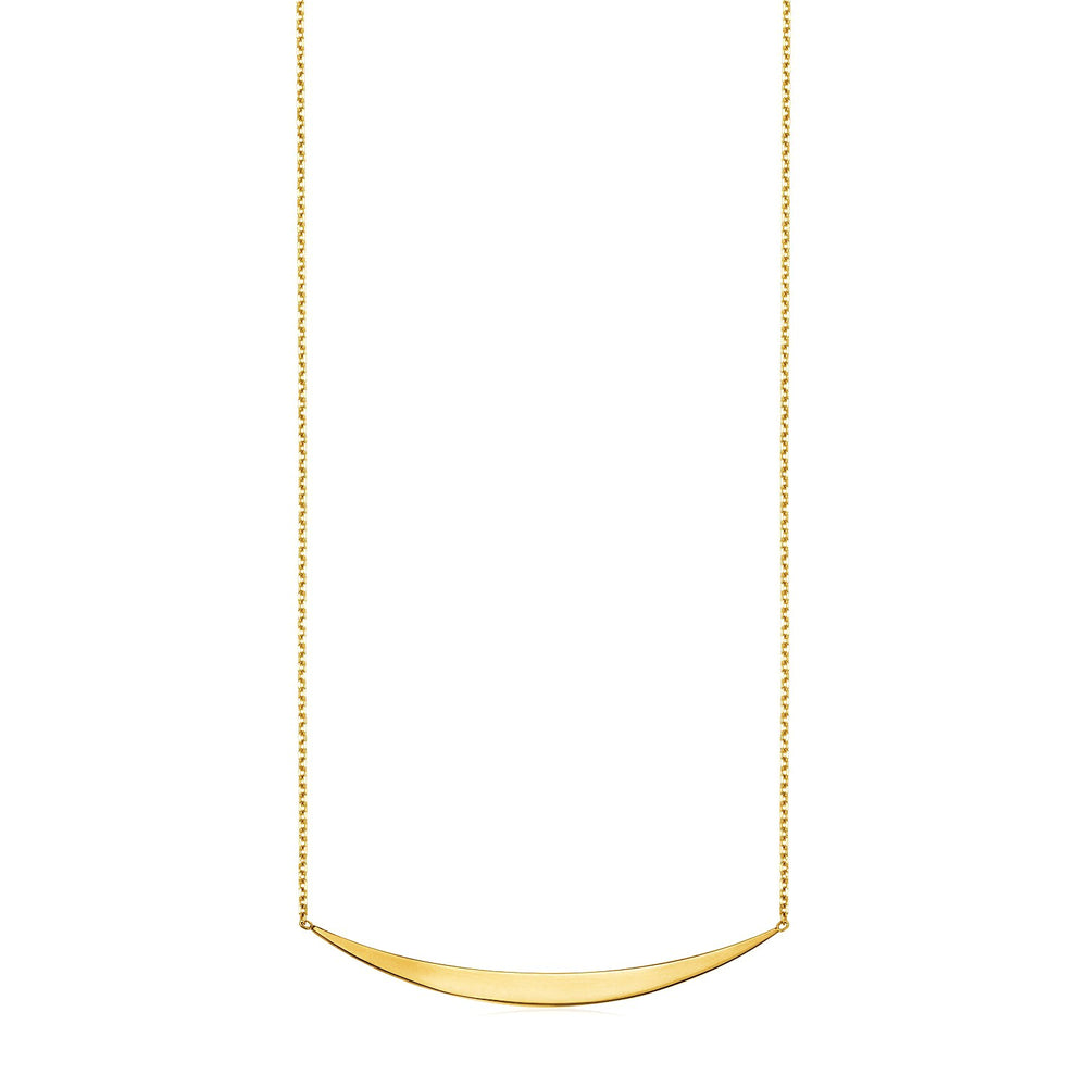 14k Yellow Gold Necklace with Polished Curved Bar Pendant