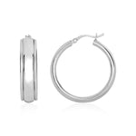 Polished Domed Three-Row Hoop Earrings in Sterling Silver