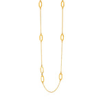 14k Yellow Gold Chain and Soft Rectangular Link Station Necklace