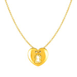 14k Yellow Gold Necklace with Heart Lock Pendant