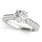 14K White Gold Round Cathedral Diamond Engagement Ring (1 1/2 ct. tw.)