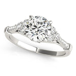14K White Gold Side Clusters Round Diamond Engagement Ring (1 1/8 ct. tw.)