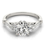 14K White Gold Side Clusters Round Diamond Engagement Ring (1 1/8 ct. tw.)