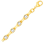 14k Two-Toned Yellow and White Gold Oval Link Men's Bracelet
