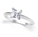 1 Carat Princess Cut 6x6mm Sterling Silver CZ Engagement Ring