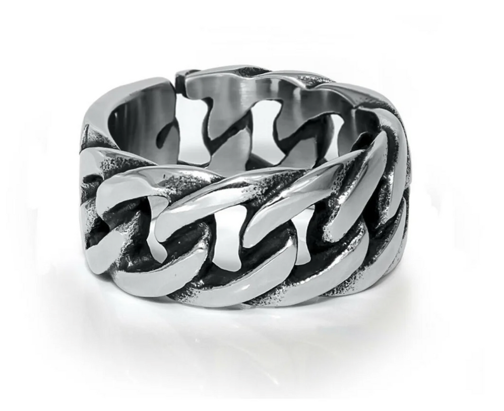 Men's Chain Link Biker RING Stainless Steel Retro Design Comfort Fit