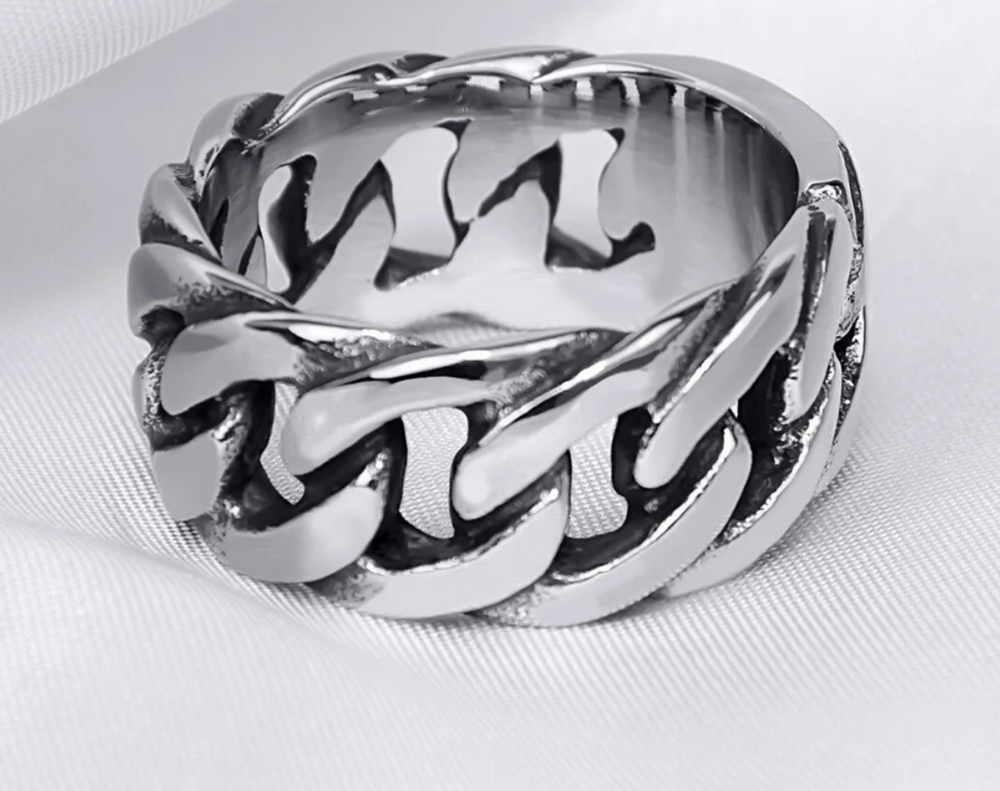 Men's Chain Link Biker RING Stainless Steel Retro Design Comfort Fit