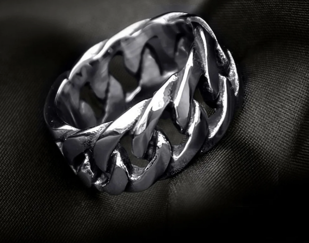 Men's Chain Link Biker RING Stainless Steel Retro Design Comfort Fit