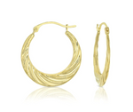 10k Yellow Gold Textured Graduated Twist Hoop Earrings
