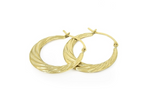 10k Yellow Gold Textured Graduated Twist Hoop Earrings