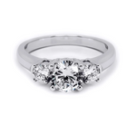 Platinum over Sterling Silver 3-Stone Engagement Ring Round Cubic Zirconia