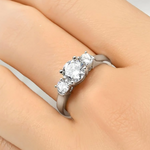 Platinum over Sterling Silver 3-Stone Engagement Ring Round Cubic Zirconia