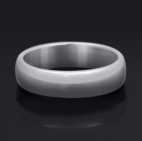 Men's 4.5mm Solid Sterling Silver Platinum Finish Comfort Fit Ring