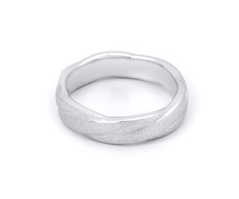 Sterling Silver 5mm Men's Textured Round Layered Infinity Band Ring