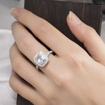 2 Carat Double Halo Bridal Ring Emerald Cut Genuine Sterling Silver