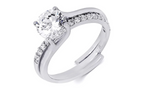 1.45 Ct Interlocking Wedding Band Bridal Ring Set Silver Size 5-9