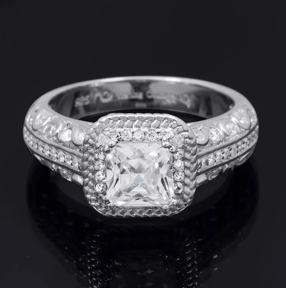 2.0 CT Wedding Engagement Ring Double Prong 6x6mm Princess Cut Silver