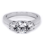 925 Sterling Silver Platinum Finish Brilliant Three Stone Engagement Ring