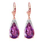 10 CTW 14K Solid Rose Gold Leverback Earrings Natural Amethyst