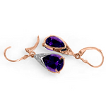 10 CTW 14K Solid Rose Gold Leverback Earrings Natural Amethyst