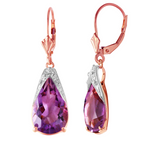 10 CTW 14K Solid Rose Gold Leverback Earrings Natural Amethyst