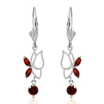 0.8 CTW 14K Solid White Gold Butterfly Earrings Garnet