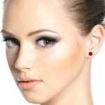 0.95 Carat Petite Women's 14K White Gold Ruby Earrings