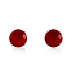 0.95 Carat Petite Women's 14K White Gold Ruby Earrings