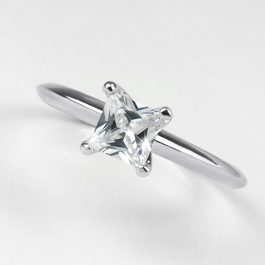Womens 0.75 Ct Solitaire PRINCESS CUT Wedding Engagement Promise RING SIZE 5-9