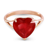 4.3 Carat 14K Rose Gold Ruby Ring w/ Natural Gemstone 10.0 mm Heart Shape