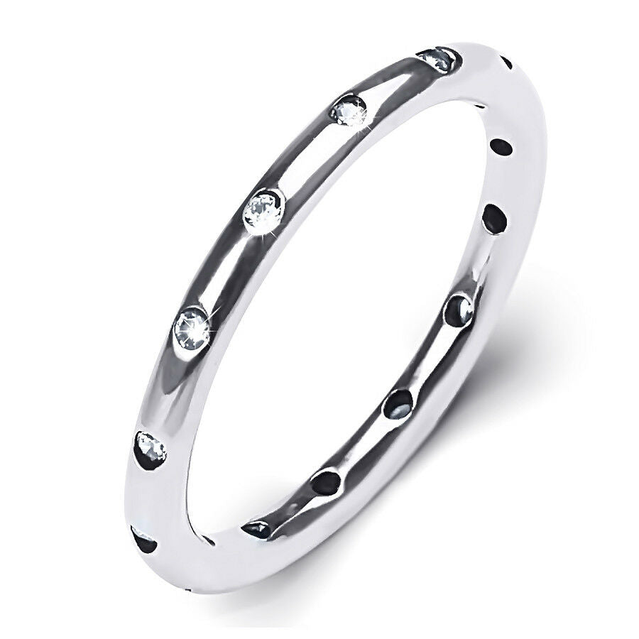 0.15 Carat Classic Delicate Skinny RING Wedding BAND Sterling Silver Size 6-9