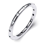 0.15 Carat Classic Delicate Skinny RING Wedding BAND Sterling Silver Size 6-9
