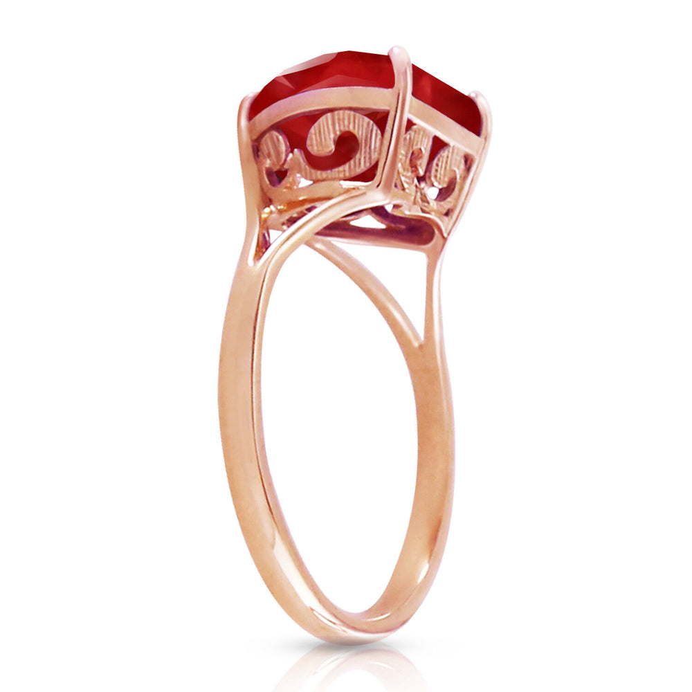 4.3 Carat 14K Rose Gold Ruby Ring w/ Natural Gemstone 10.0 mm Heart Shape