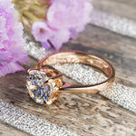Womens Solitaire Ring Round Cut 1.25 Carat 4 Prong Rose Gold Plated Size 5-9