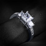 Womens 1.5 Carat CT 3 Stone Bridal Engagement Ring Princess Cut Sterling Silver
